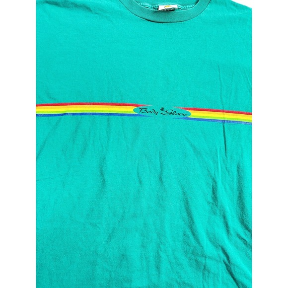 Vintage Surfing Shirt Mens XL Body Glove Rainbow Stripe 80s Tee Graphic USA - Picture 4 of 11